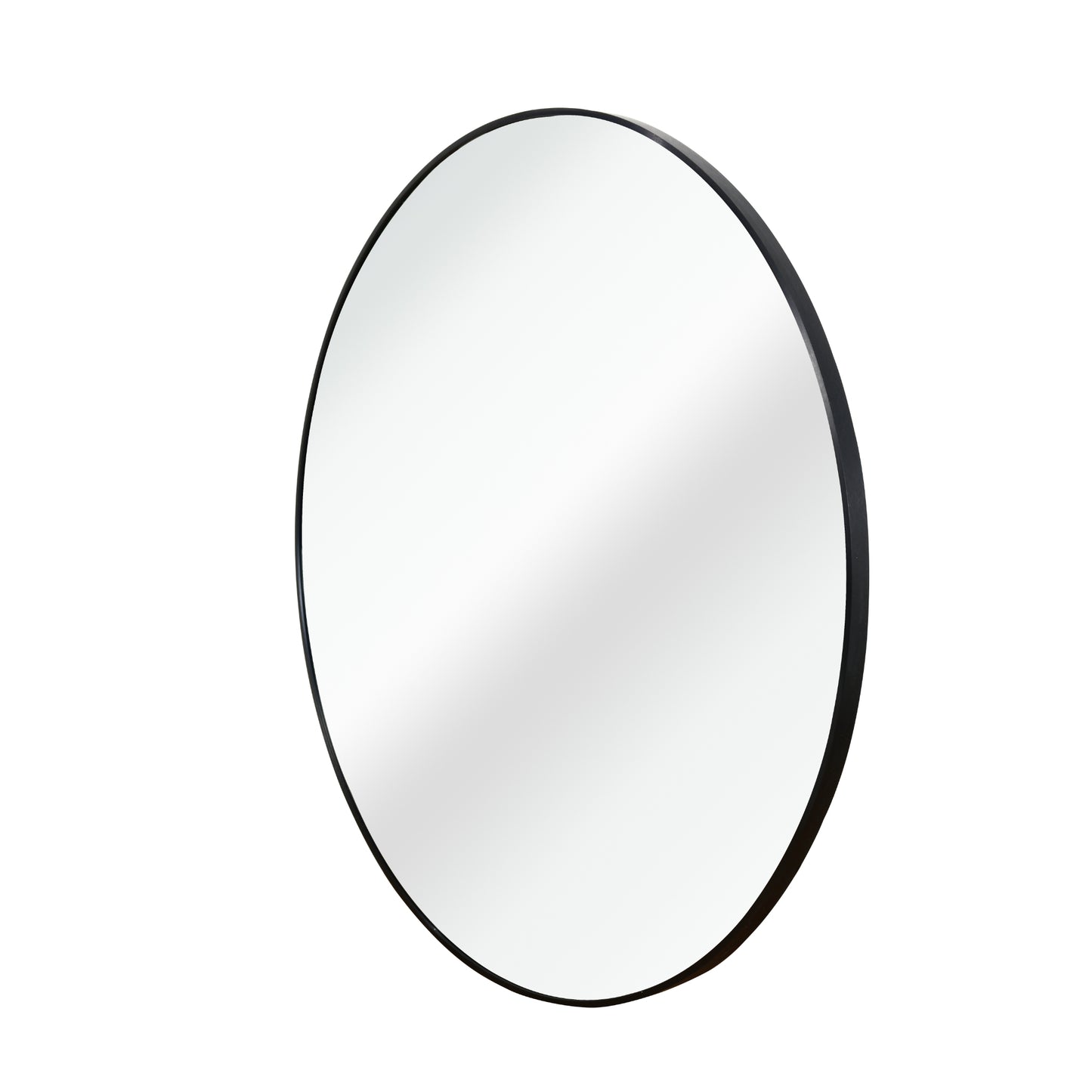 VanityFus 36-in W 36-in H Round Framed Beveled Bathroom Vanity Mirror Wall Mirror (Matte Black)