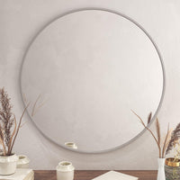 VanityFus 36-in W 36-in H Round Silver Framed Beveled Bathroom Vanity Mirror Wall Mirror
