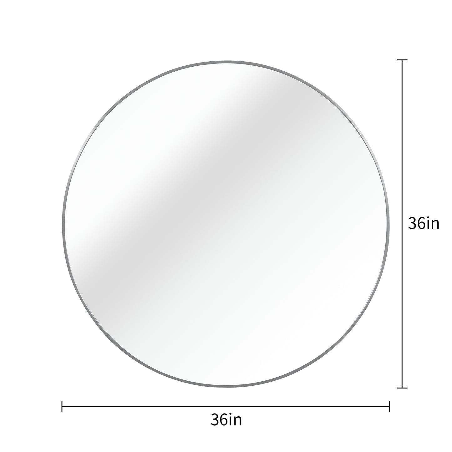 VanityFus 36-in W 36-in H Round Silver Framed Beveled Bathroom Vanity Mirror Wall Mirror