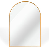 VanityFus 30-in W 20-in H Arch Brush Gold Framed Beveled Bathroom Vanity Mirror Wall Mirror