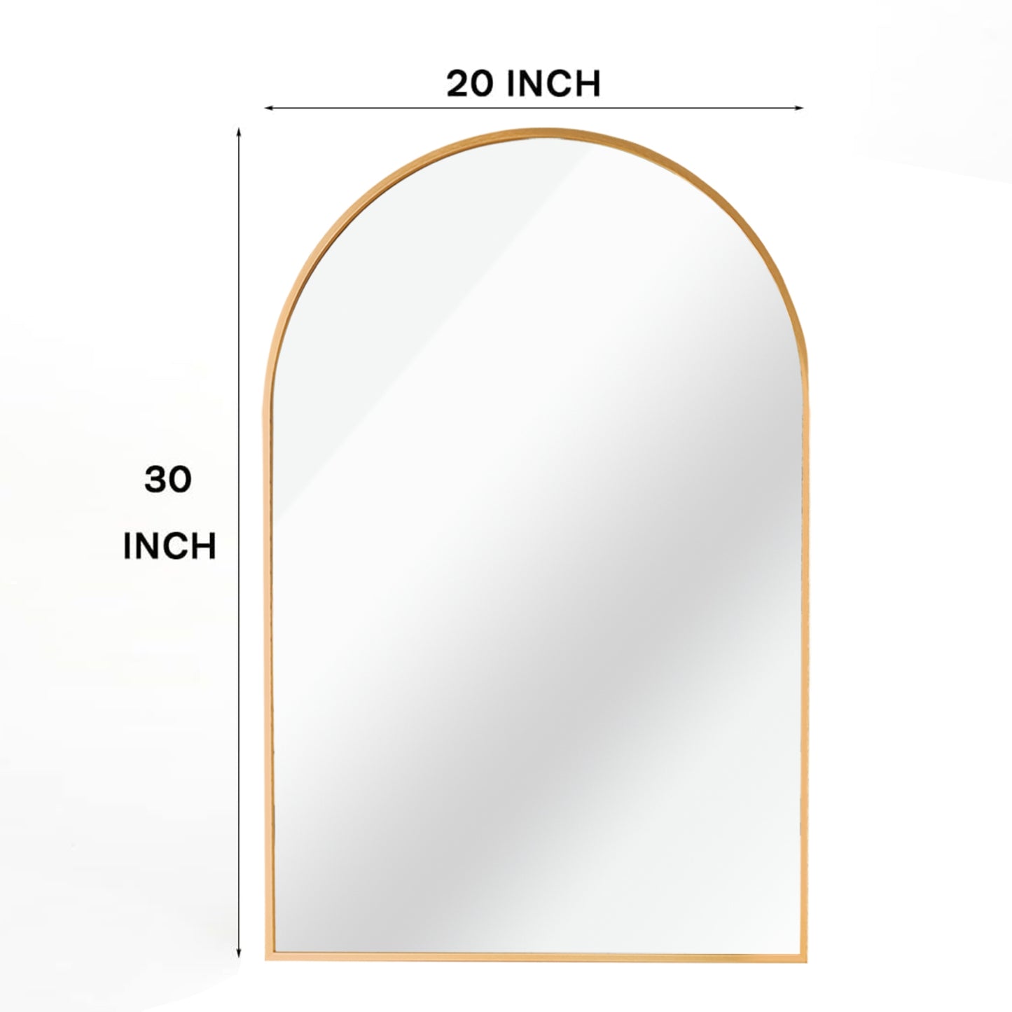 VanityFus 30-in W 20-in H Arch Brush Gold Framed Beveled Bathroom Vanity Mirror Wall Mirror