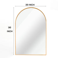 VanityFus 30-in W 20-in H Arch Brush Gold Framed Beveled Bathroom Vanity Mirror Wall Mirror