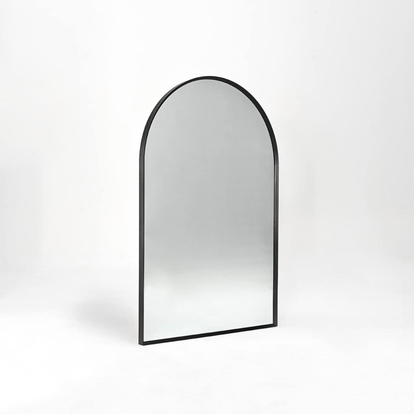 VanityFus 32-in W 24-in H Arch Framed Beveled Bathroom Vanity Mirror Wall Mirror (Matte Black)