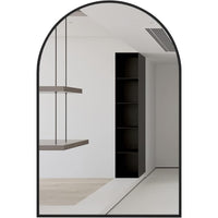VanityFus 32-in W 24-in H Arch Framed Beveled Bathroom Vanity Mirror Wall Mirror (Matte Black)