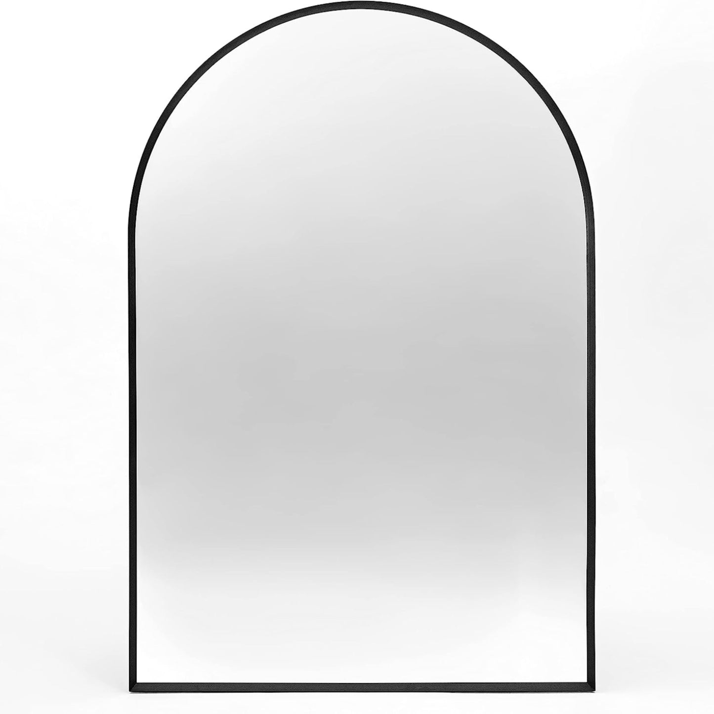 VanityFus 32-in W 24-in H Arch Framed Beveled Bathroom Vanity Mirror Wall Mirror (Matte Black)