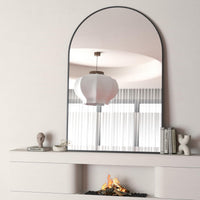 VanityFus 32-in W 24-in H Arch Framed Beveled Bathroom Vanity Mirror Wall Mirror (Matte Black)