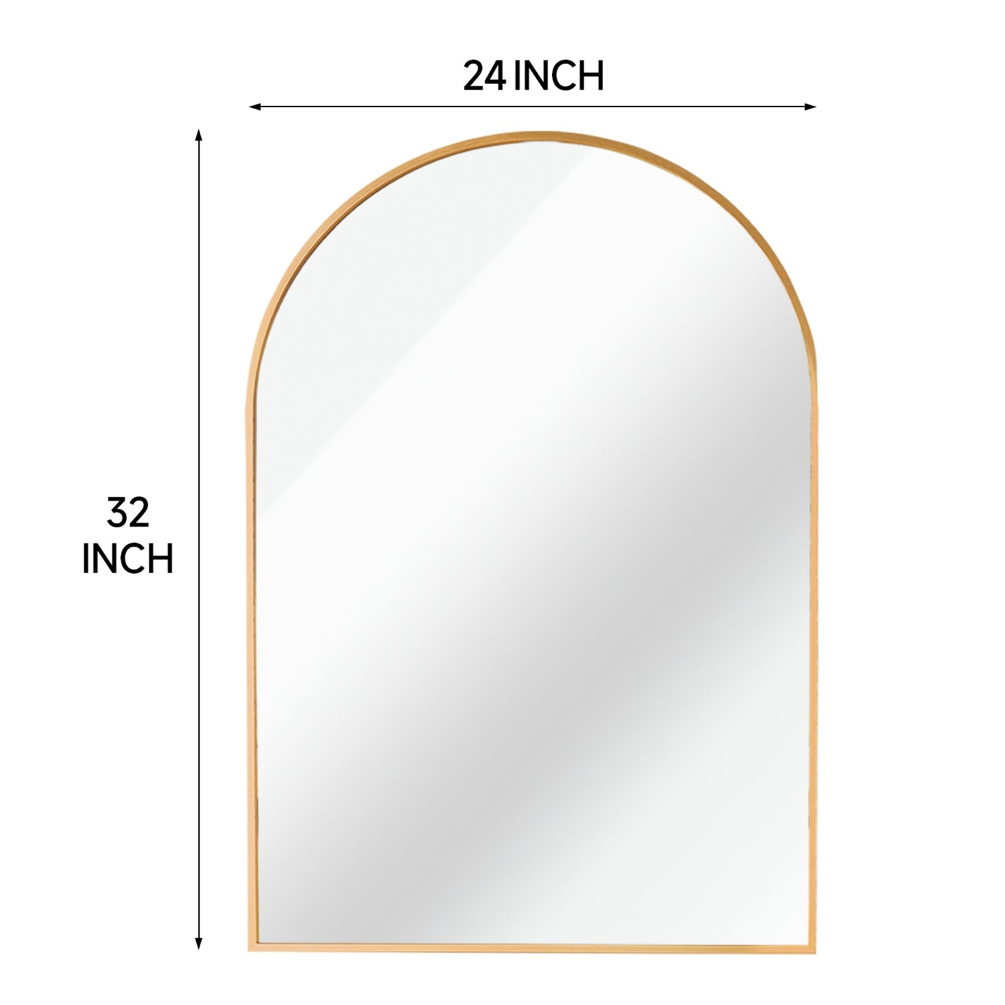 VanityFus 32-in W 24-in H Arch Brush Gold Framed Beveled Bathroom Vanity Mirror Wall Mirror