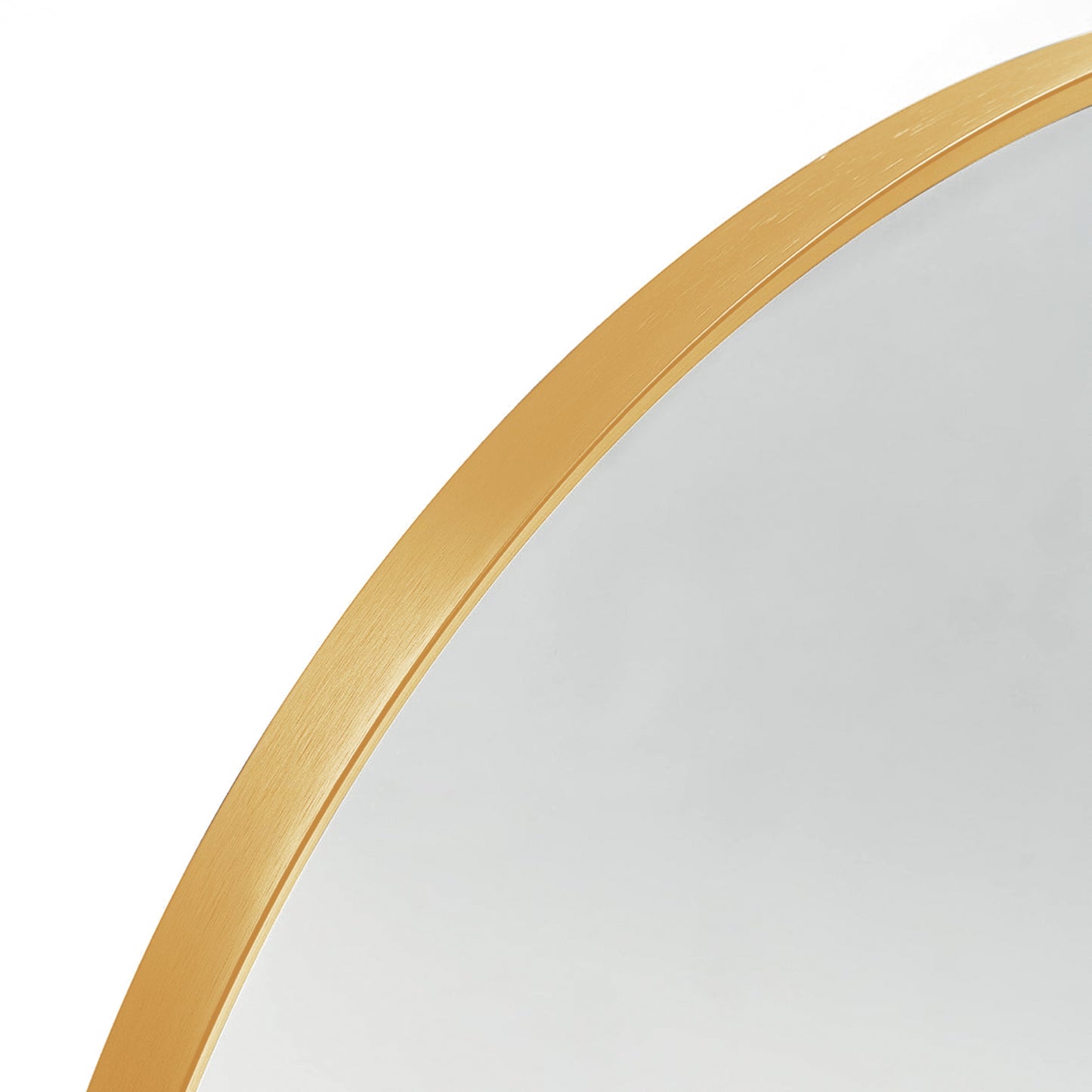 VanityFus 32-in W 24-in H Arch Brush Gold Framed Beveled Bathroom Vanity Mirror Wall Mirror