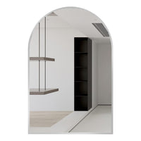 VanityFus 32-in W 24-in H Arch Silver Framed Beveled Bathroom Vanity Mirror Wall Mirror