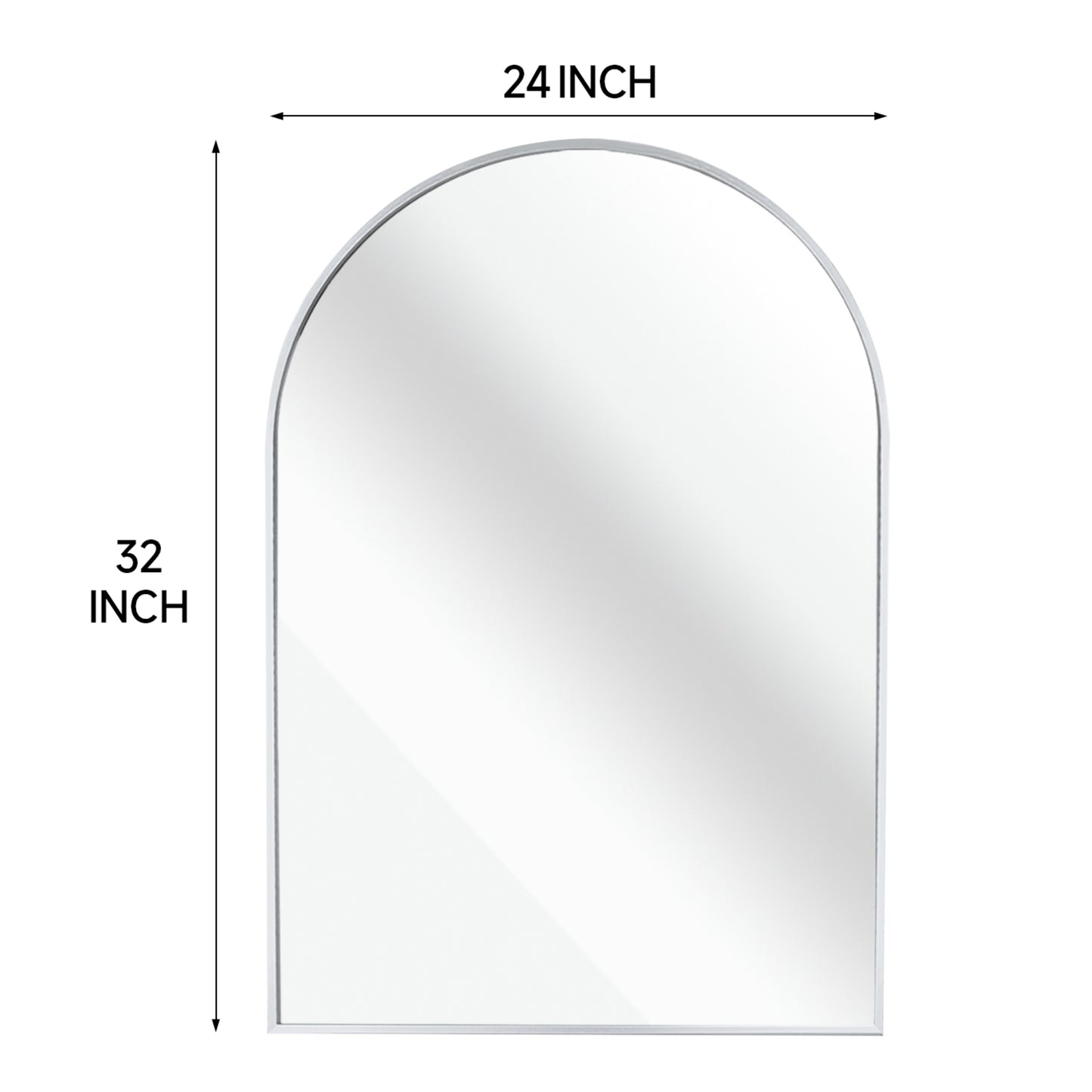 VanityFus 32-in W 24-in H Arch Silver Framed Beveled Bathroom Vanity Mirror Wall Mirror