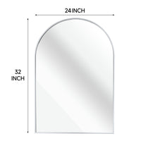 VanityFus 32-in W 24-in H Arch Silver Framed Beveled Bathroom Vanity Mirror Wall Mirror