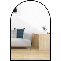 VanityFus 36-in W 24-in H Arch Framed Beveled Bathroom Vanity Mirror Wall Mirror (Matte Black)