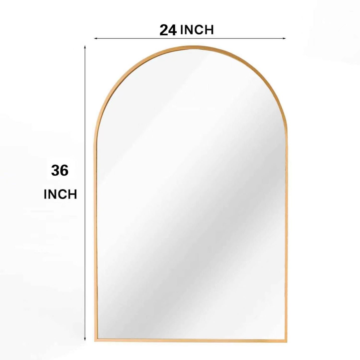 VanityFus 36-in W 24-in H Arch Brush Gold Framed Beveled Bathroom Vanity Mirror Wall Mirror