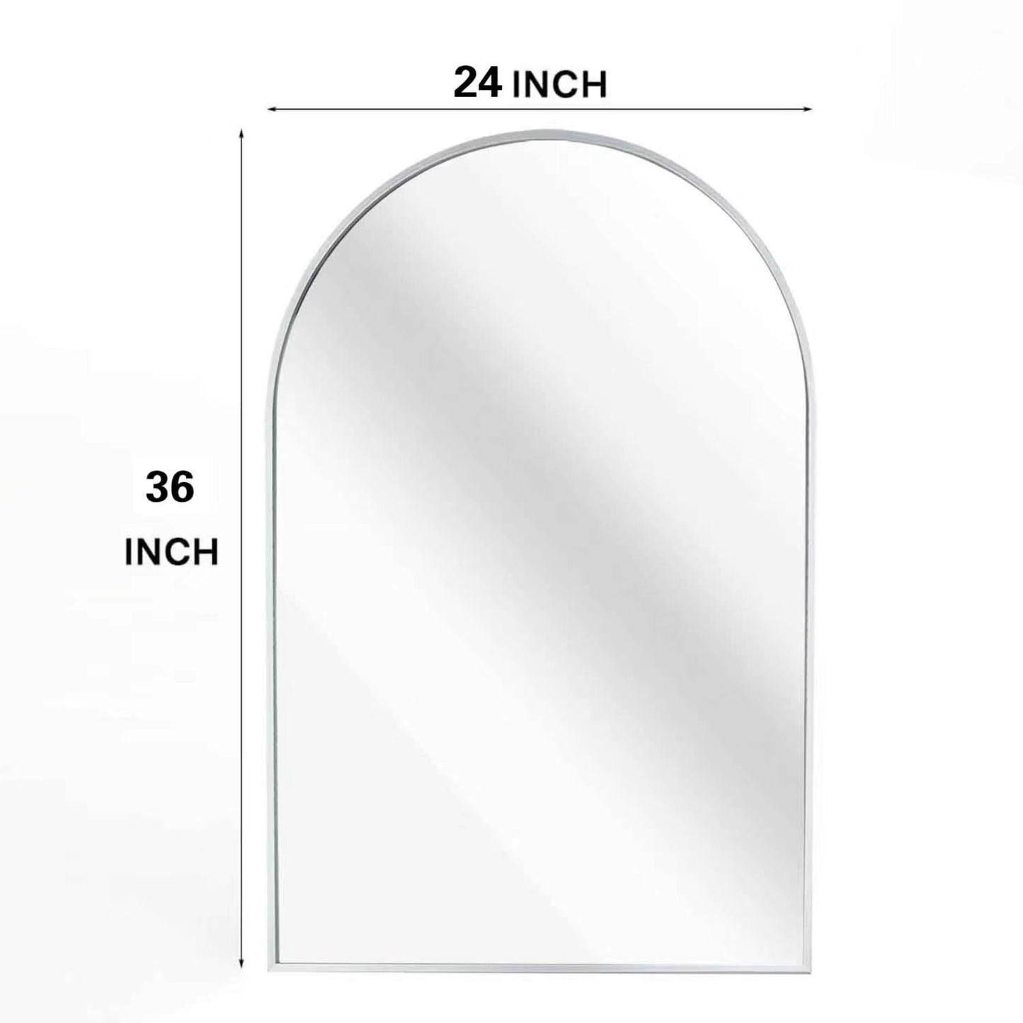 VanityFus 36-in W 24-in H Arch Silver Framed Beveled Bathroom Vanity Mirror Wall Mirror