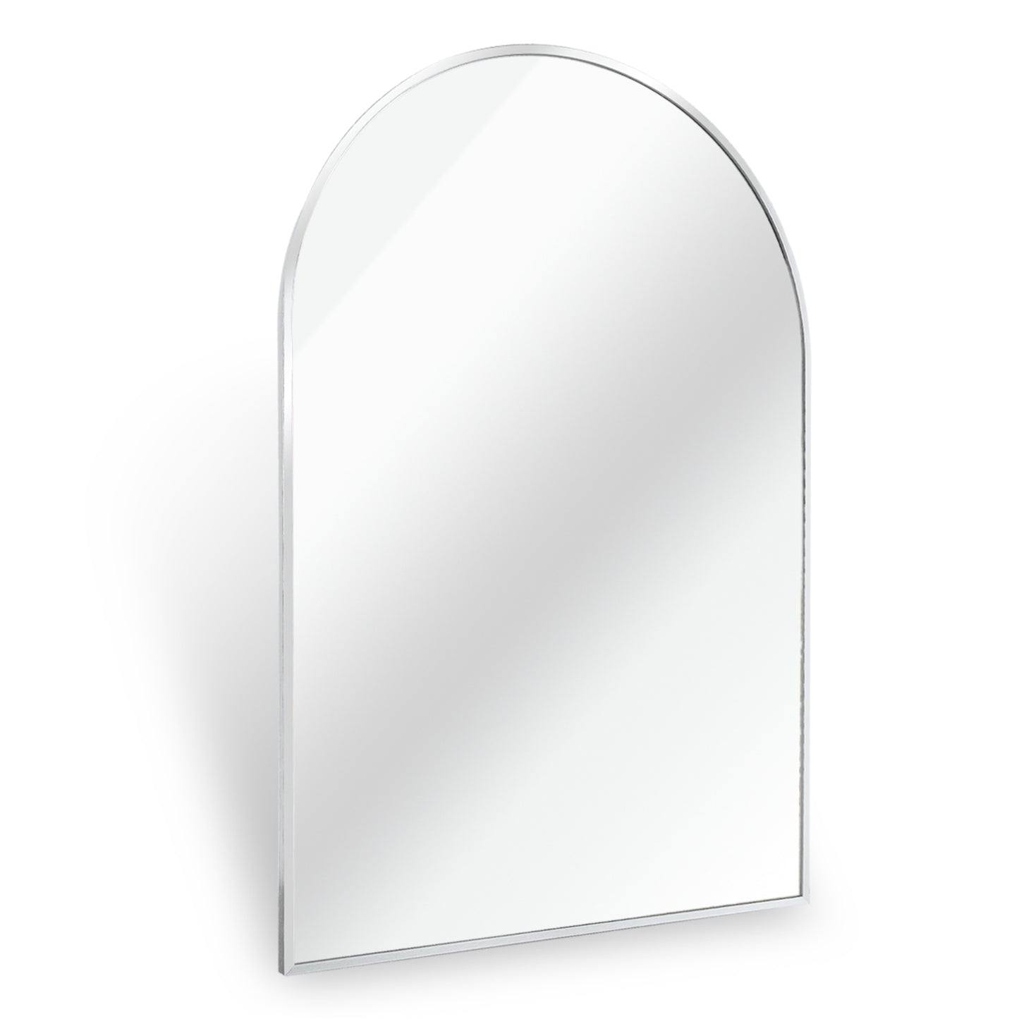 VanityFus 36-in W 24-in H Arch Silver Framed Beveled Bathroom Vanity Mirror Wall Mirror