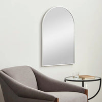 VanityFus 36-in W 24-in H Arch Silver Framed Beveled Bathroom Vanity Mirror Wall Mirror