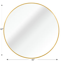 VanityFus 42-in W 42-in H Round Brush Gold Framed Beveled Bathroom Vanity Mirror Wall Mirror