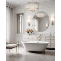 VanityFus 42-in W 42-in H Round Silver Framed Beveled Bathroom Vanity Mirror Wall Mirror