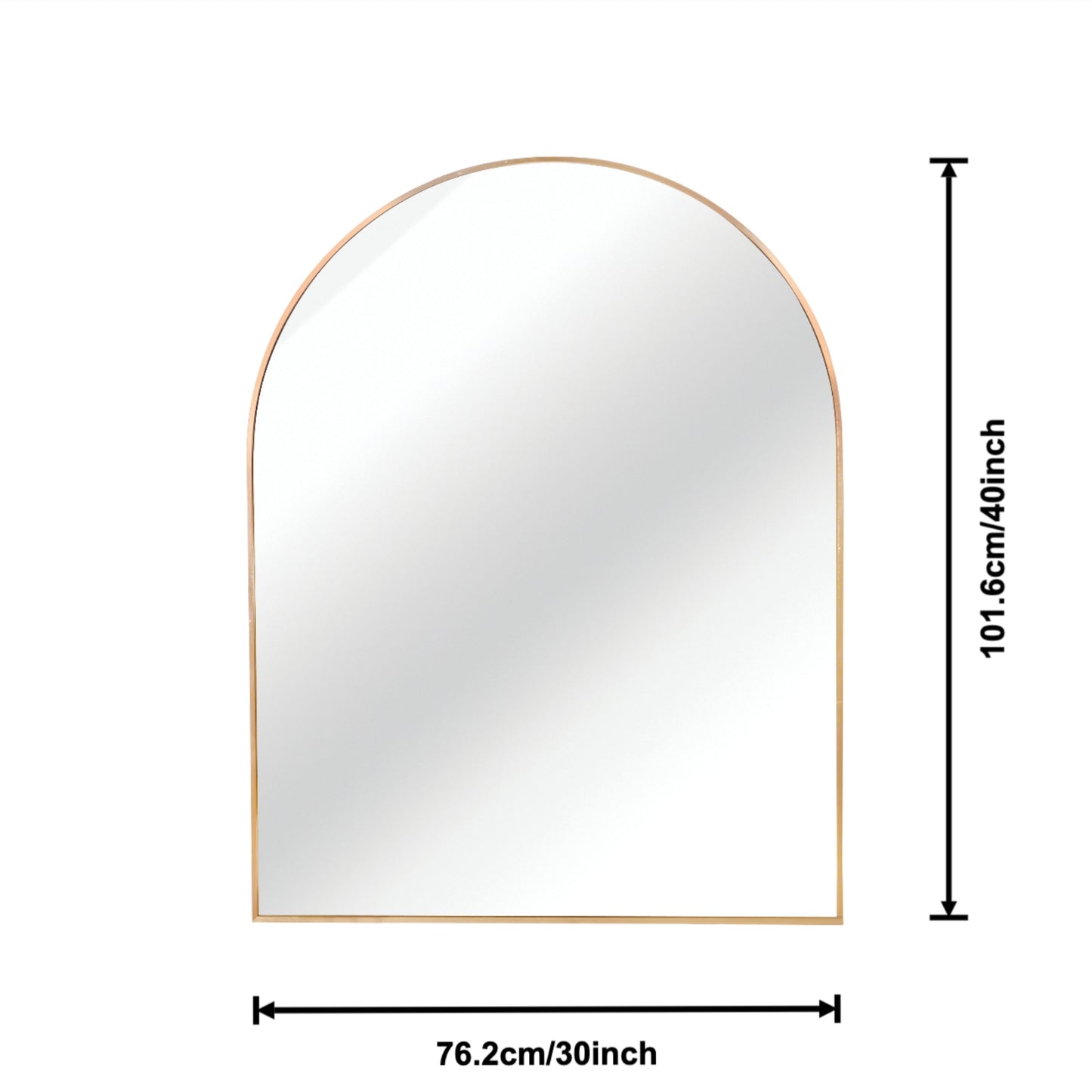 VanityFus 30-in W 40-in H Arch Brush Gold Framed Beveled Bathroom Vanity Mirror Wall Mirror