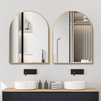 VanityFus 30-in W 40-in H Arch Brush Gold Framed Beveled Bathroom Vanity Mirror Wall Mirror