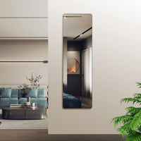 VanityFus 47-in W 14-in H Rectangle Framed Beveled Bathroom Vanity Mirror Wall Mirror (Matte Black)
