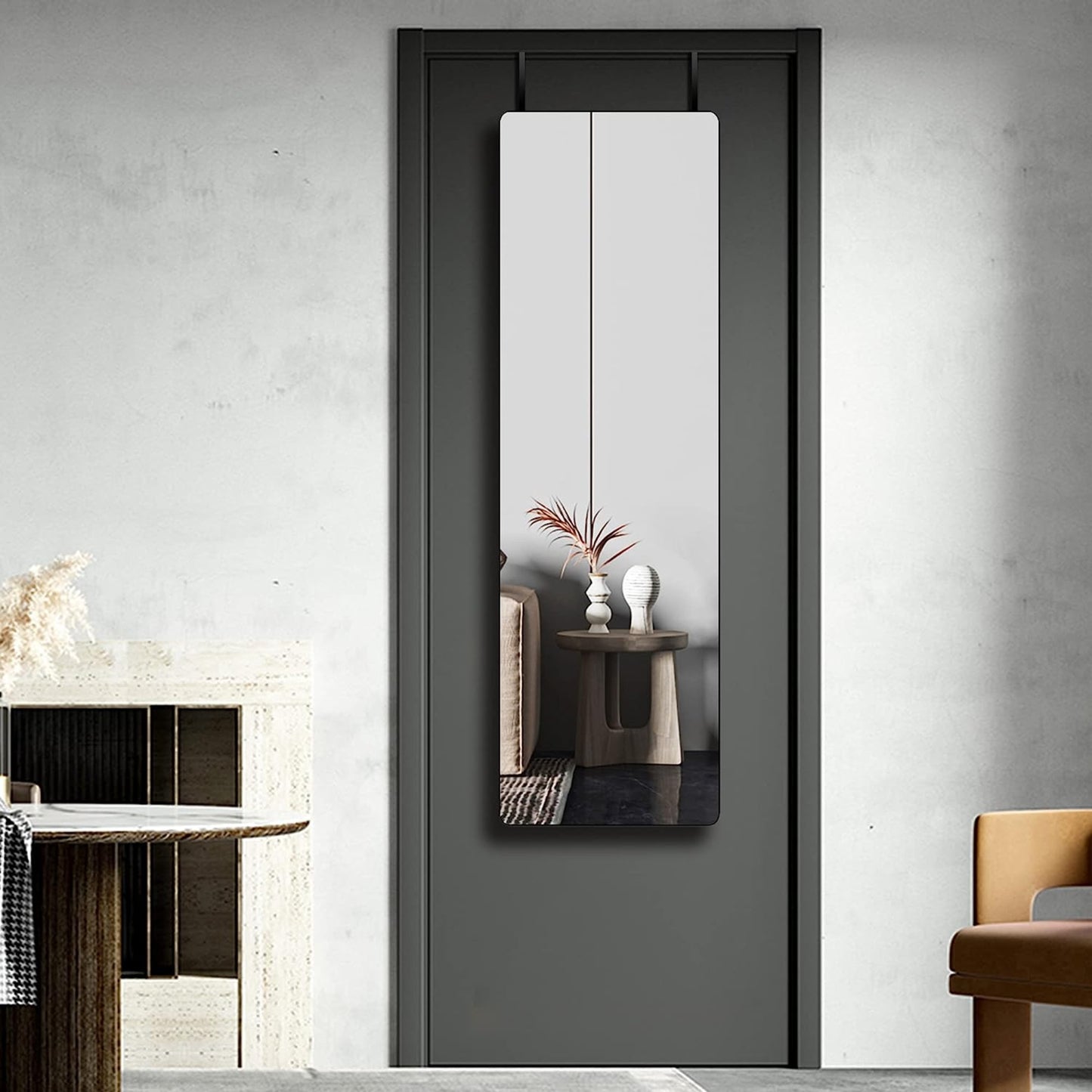 VanityFus 47-in W 14-in H Rectangle Framed Beveled Bathroom Vanity Mirror Wall Mirror (Matte Black)