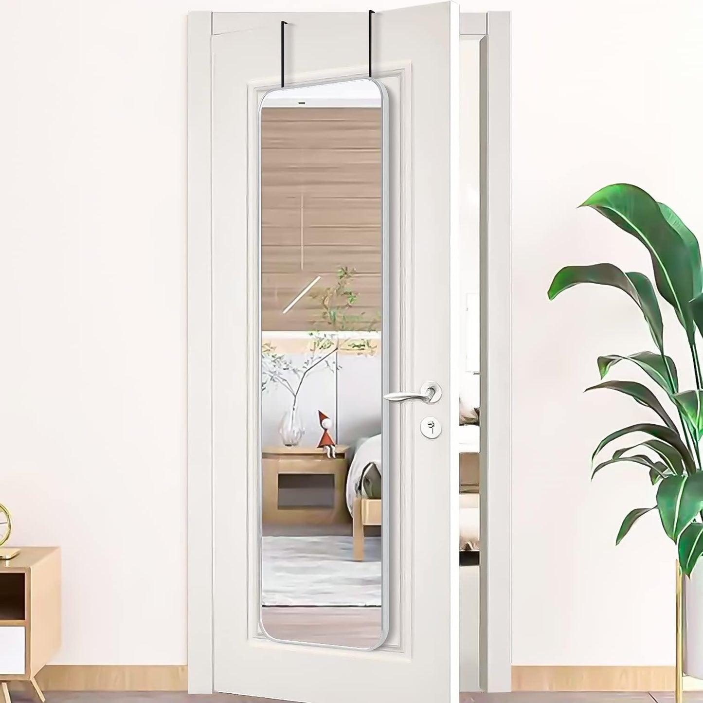 VanityFus 47-in W 14-in H Rectangle Silver Framed Beveled Bathroom Vanity Mirror Wall Mirror