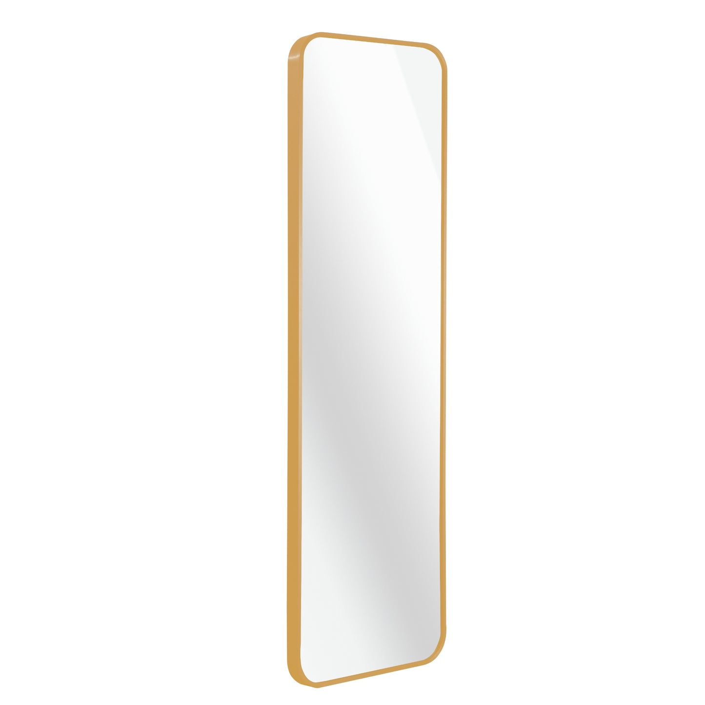 VanityFus 14-in W 47-in H Rectangle Brush Gold Framed Beveled Bathroom Vanity Mirror Wall Mirror