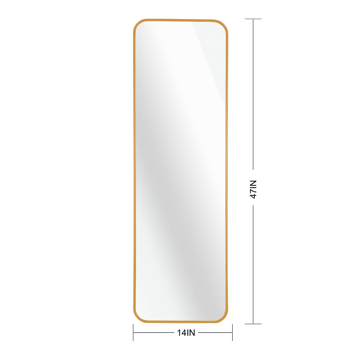 VanityFus 14-in W 47-in H Rectangle Brush Gold Framed Beveled Bathroom Vanity Mirror Wall Mirror
