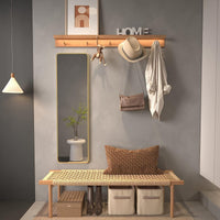 VanityFus 14-in W 47-in H Rectangle Brush Gold Framed Beveled Bathroom Vanity Mirror Wall Mirror
