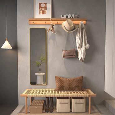 VanityFus 14-in W 47-in H Rectangle Brush Gold Framed Beveled Bathroom Vanity Mirror Wall Mirror