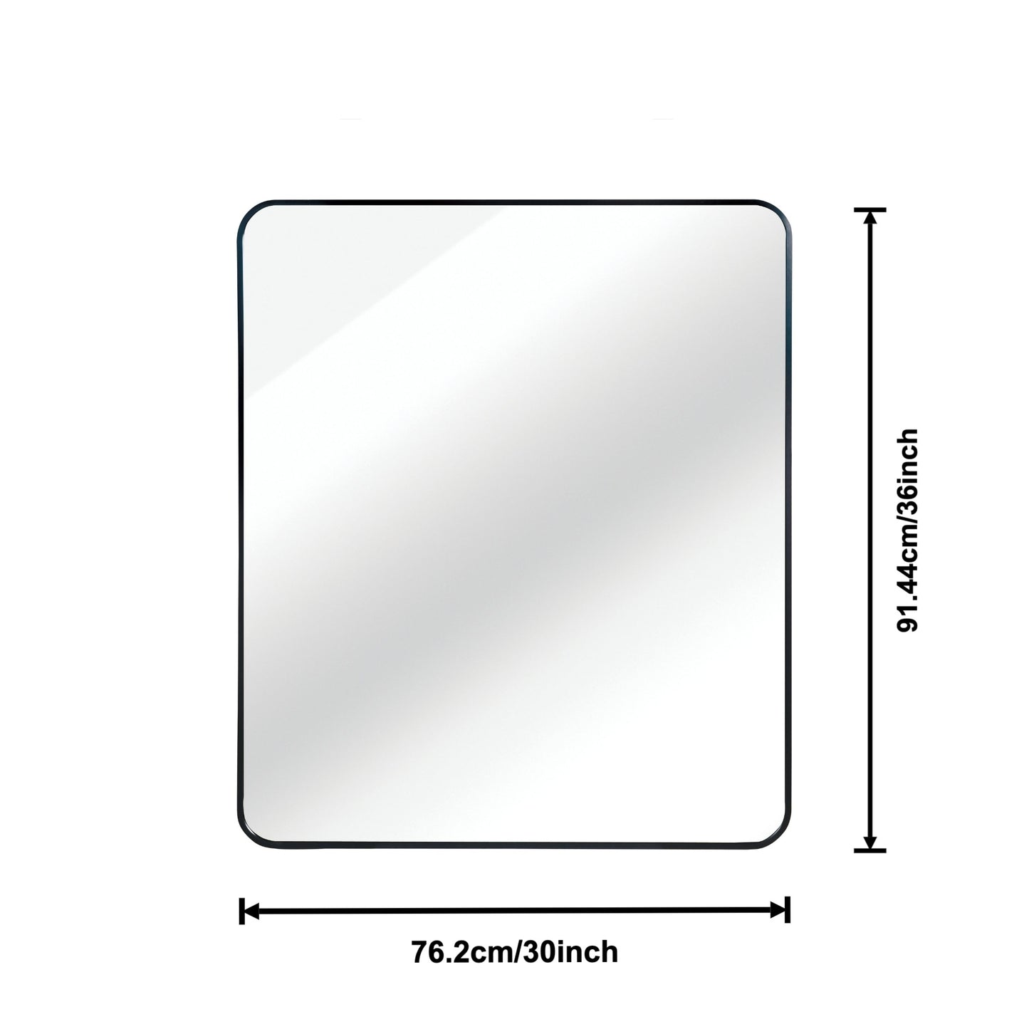 VanityFus 36-in W 30-in H Rectangle Framed Beveled Bathroom Vanity Mirror Wall Mirror (Matte Black)