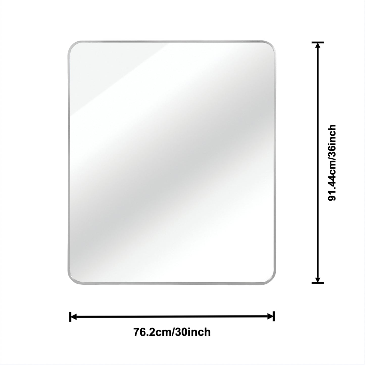 VanityFus 30-in W 36-in H Rectangle Silver Framed Beveled Bathroom Vanity Mirror Wall Mirror