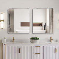 VanityFus 30-in W 36-in H Rectangle Silver Framed Beveled Bathroom Vanity Mirror Wall Mirror