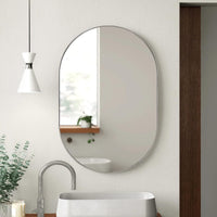VanityFus 28-in W 20-in H Oval Silver Framed Beveled Bathroom Vanity Mirror Wall Mirror
