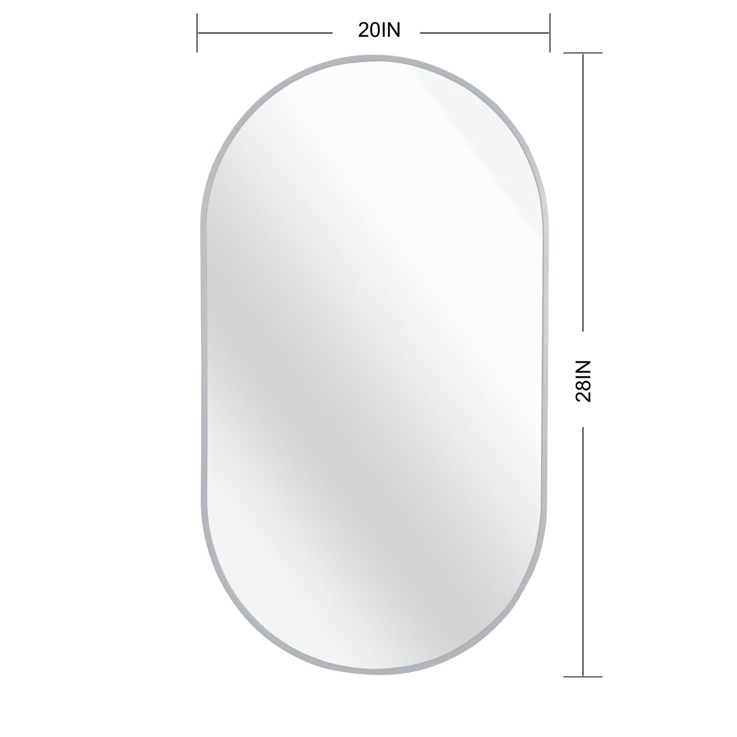 VanityFus 28-in W 20-in H Oval Silver Framed Beveled Bathroom Vanity Mirror Wall Mirror