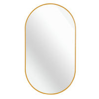 VanityFus 28-in W 20-in H Oval Brush Gold Framed Beveled Bathroom Vanity Mirror Wall Mirror