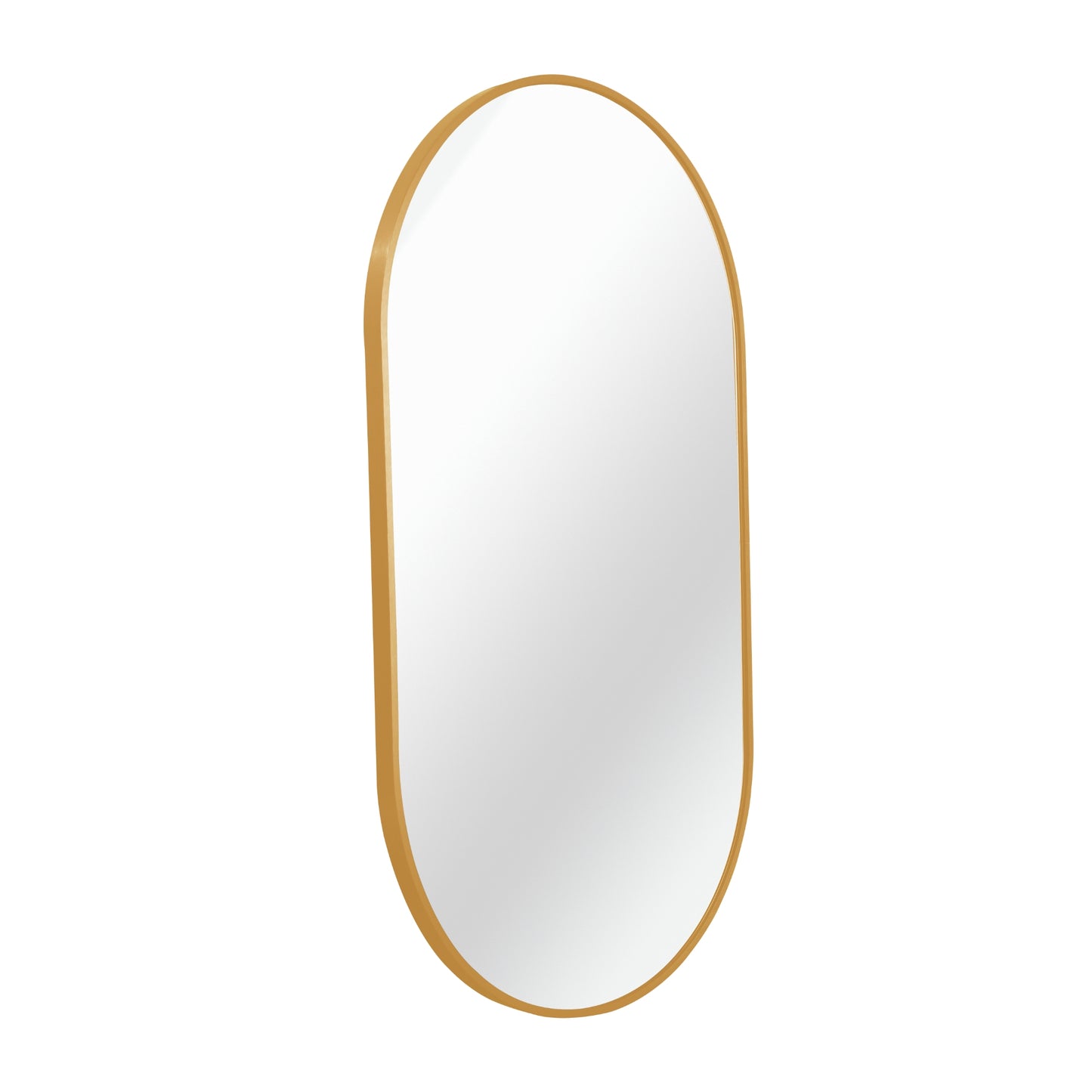 VanityFus 28-in W 20-in H Oval Brush Gold Framed Beveled Bathroom Vanity Mirror Wall Mirror