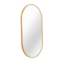 VanityFus 28-in W 20-in H Oval Brush Gold Framed Beveled Bathroom Vanity Mirror Wall Mirror