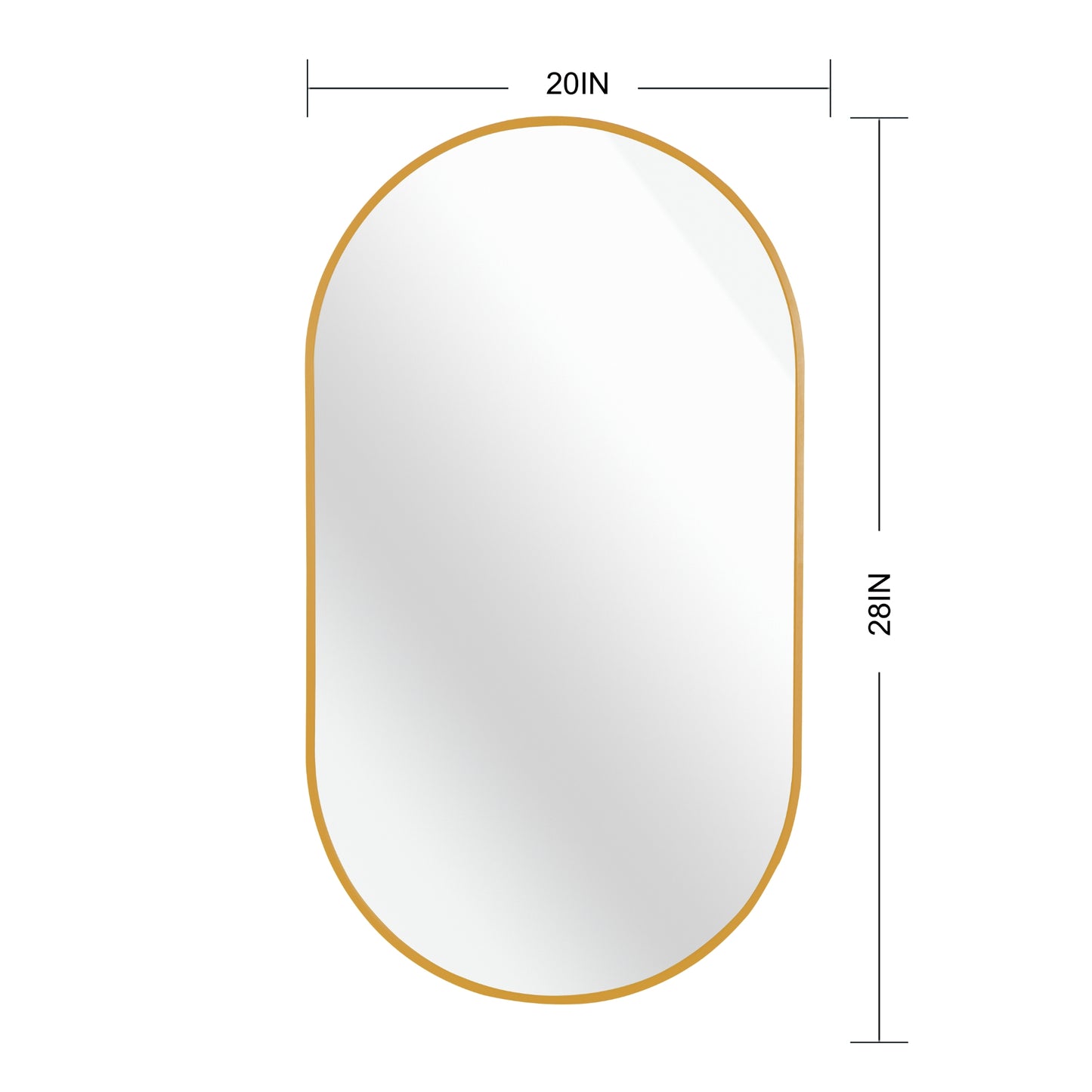 VanityFus 28-in W 20-in H Oval Brush Gold Framed Beveled Bathroom Vanity Mirror Wall Mirror
