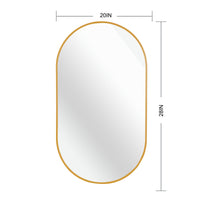 VanityFus 28-in W 20-in H Oval Brush Gold Framed Beveled Bathroom Vanity Mirror Wall Mirror