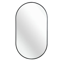 VanityFus 33-in W 20-in H Oval Framed Beveled Bathroom Vanity Mirror Wall Mirror (Matte Black)