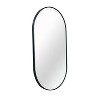 VanityFus 33-in W 20-in H Oval Framed Beveled Bathroom Vanity Mirror Wall Mirror (Matte Black)