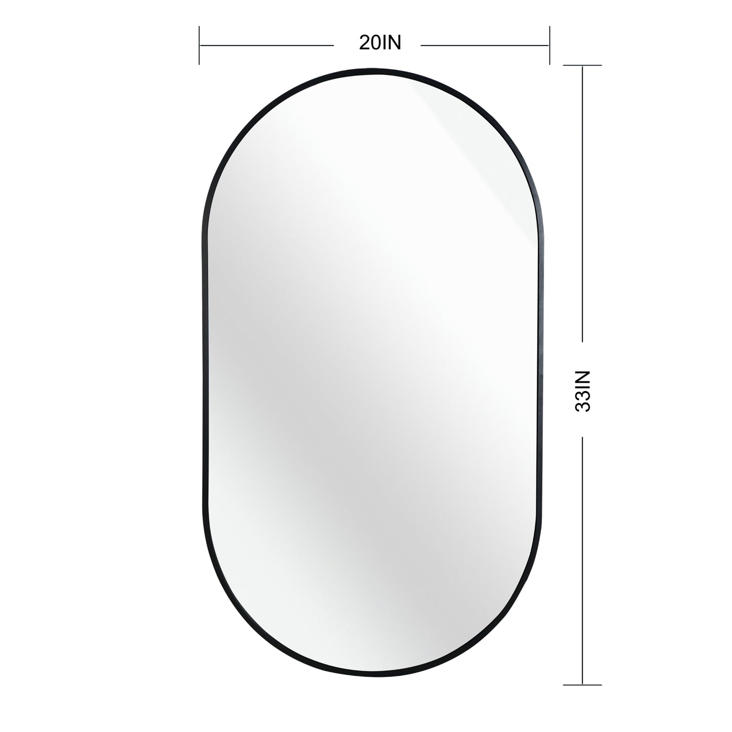 VanityFus 33-in W 20-in H Oval Framed Beveled Bathroom Vanity Mirror Wall Mirror (Matte Black)