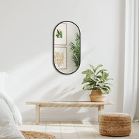 VanityFus 33-in W 20-in H Oval Framed Beveled Bathroom Vanity Mirror Wall Mirror (Matte Black)
