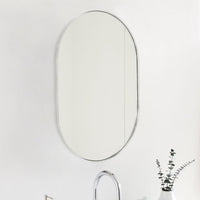 VanityFus 33-in W 20-in H Oval Silver Framed Beveled Bathroom Vanity Mirror Wall Mirror