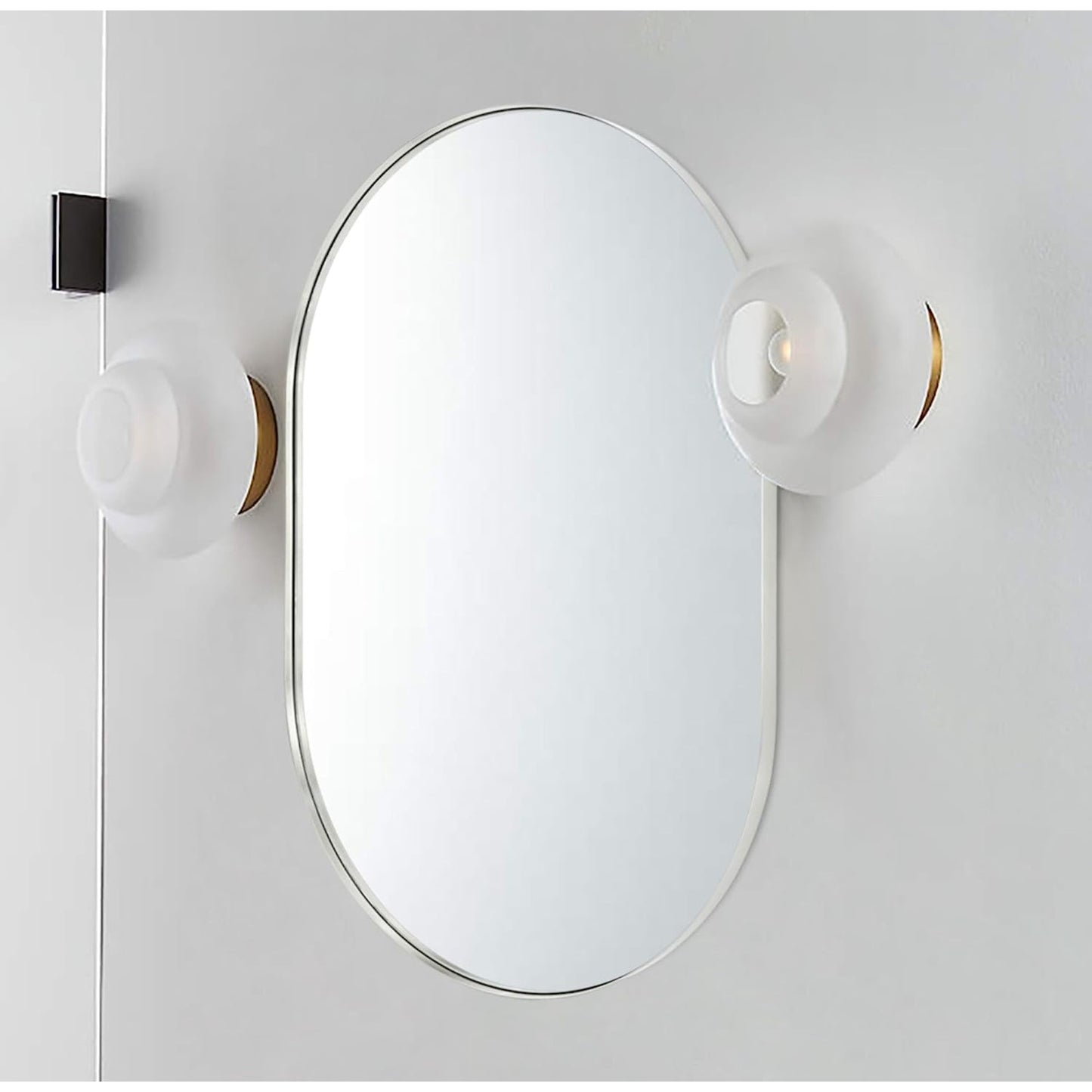 VanityFus 33-in W 20-in H Oval Silver Framed Beveled Bathroom Vanity Mirror Wall Mirror