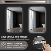 VanityFus 24-in W 36-in H Rectangle Frameless Dimmable LED Lighted Fog Free Bathroom Vanity Mirror