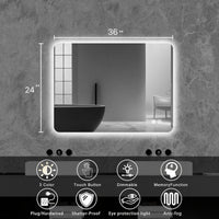 VanityFus 24-in W 36-in H Rectangle Frameless Dimmable LED Lighted Fog Free Bathroom Vanity Mirror