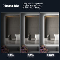 VanityFus 30-in W 40-in H Rectangle Frameless Dimmable LED Lighted Fog Free Bathroom Vanity Mirror